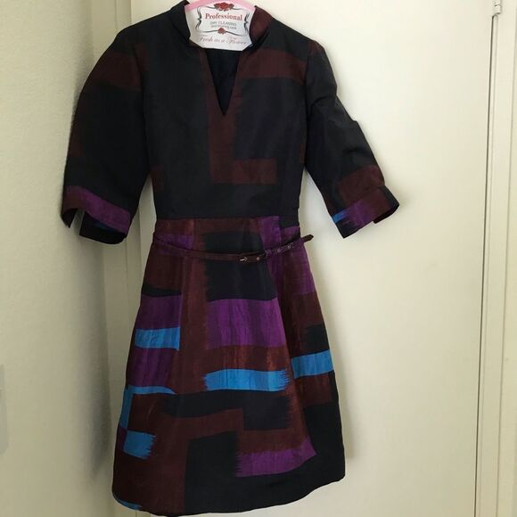 Nwot Oscar de la renta colorblock silk dress